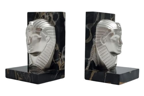 art deco egyptian revival bronze bookends by charles sphinx - CATEGORY: ANTIQUE MISCELLANEOUS - DATED 1920
