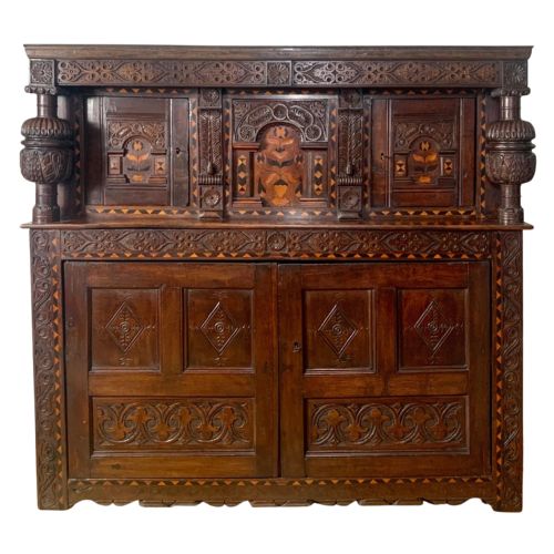 LATE ELIZABETHAN OAK COURT CUPBOARD CIRCA 1600
