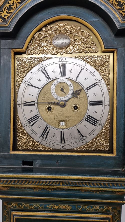 18TH CENTURY GILT LACQUER LONGCASE CLOCK BY WILLIAM KIPLING LONDON CIRCA 1720 - ADDITIONAL PHOTO 16