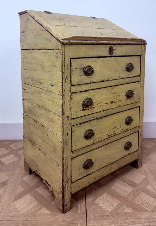 Provincial Hand Painted English Chest of Drawers with Writing Slope Circa 1785 - 1805