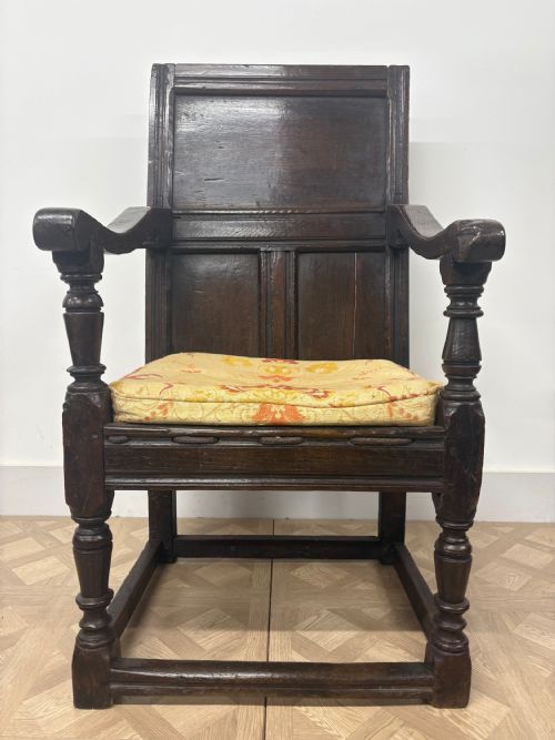 Mid-17th Century English Oak Wainscot Armchair,  Circa 1650