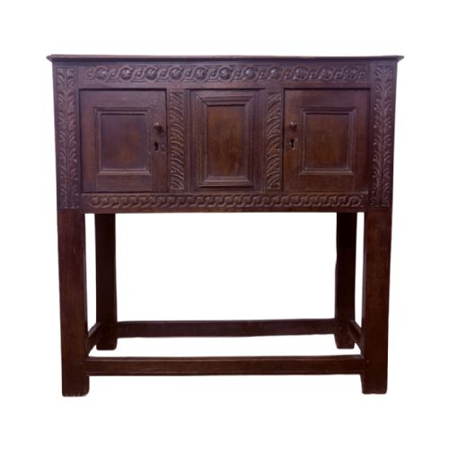 17th Century English Joined Oak Cupboard on Stand Circa 1640 - 1680