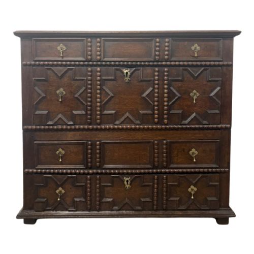 17th Century Geometric design oak chest of drawers 