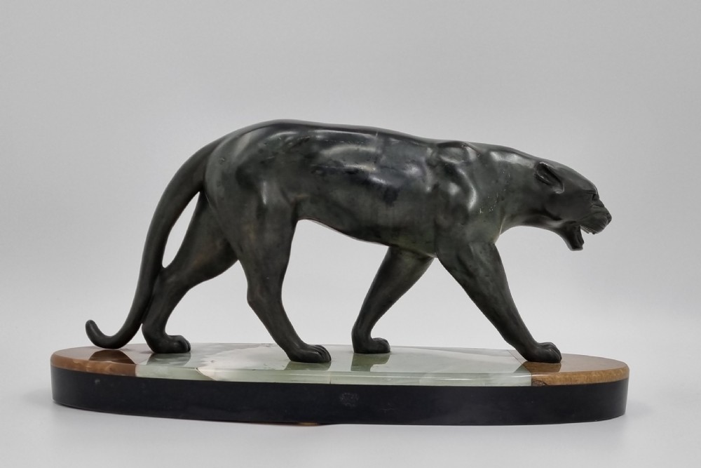Art Deco Statue Snarling Panther  by Ruchot View V