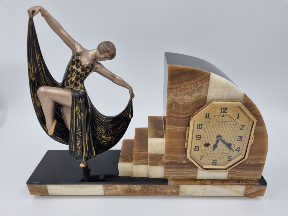 Art Deco Clock with Dancer by Gilbert View II
