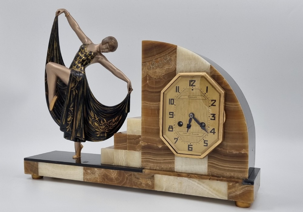 Art Deco Clock with Dancer by Gilbert View III