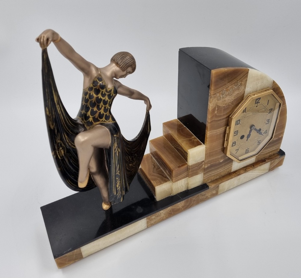 Art Deco Clock with Dancer by Gilbert View VI