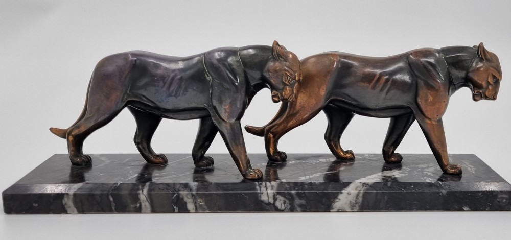 Art Deco Sculpture - two Panthers 