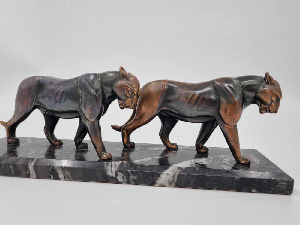 Art Deco Sculpture - two Panthers  View II