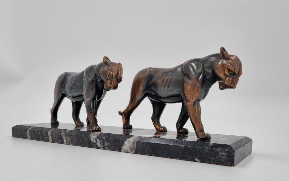Art Deco Sculpture - two Panthers  View VII