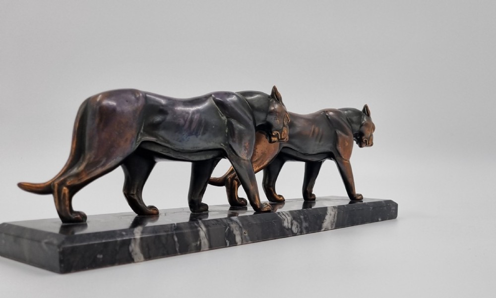 Art Deco Sculpture - two Panthers  View VIII