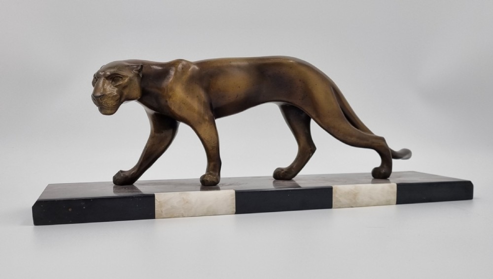 Art Deco Panther Spelter Statue by M. Font  View II