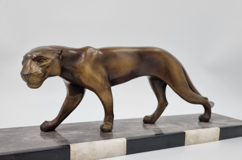 Art Deco Panther Spelter Statue by M. Font  View III