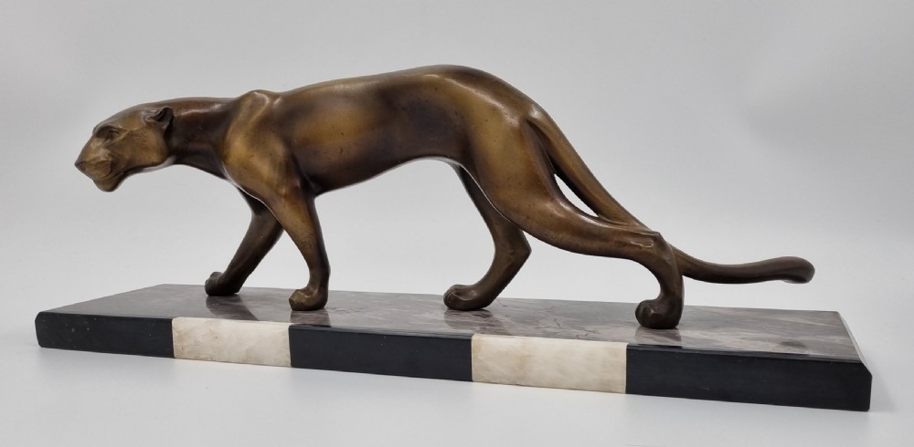 Art Deco Panther Spelter Statue by M. Font  View IV
