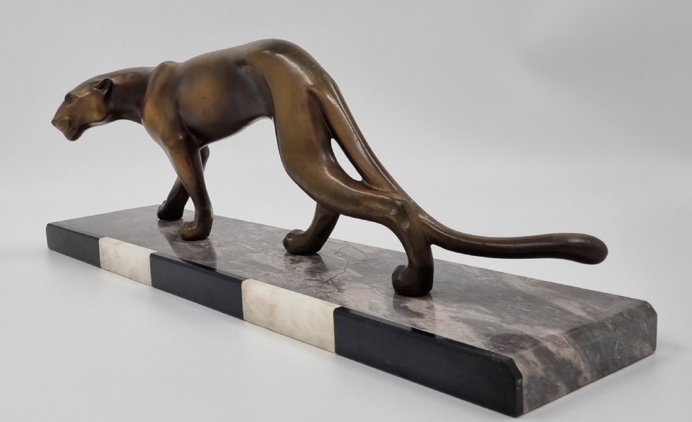 Art Deco Panther Spelter Statue by M. Font  View V