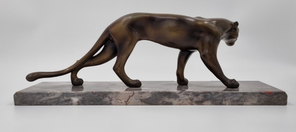 Art Deco Panther Spelter Statue by M. Font  View VII