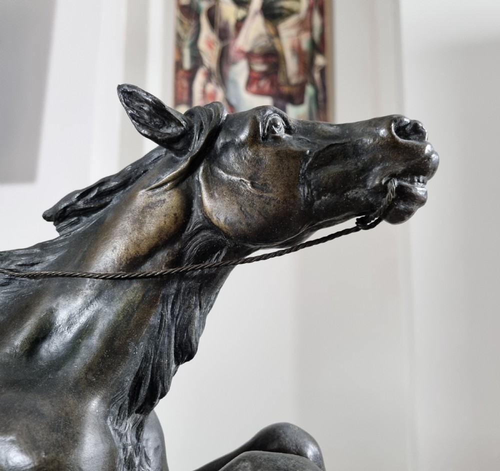 Art Deco Clock with Native American Indian on Horseback  View V