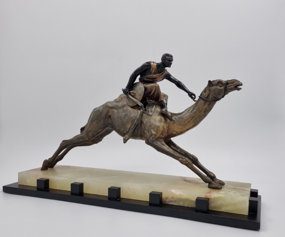 Art Deco Statue Arabian Warrior on Camel by Drouot  C 1920s View III