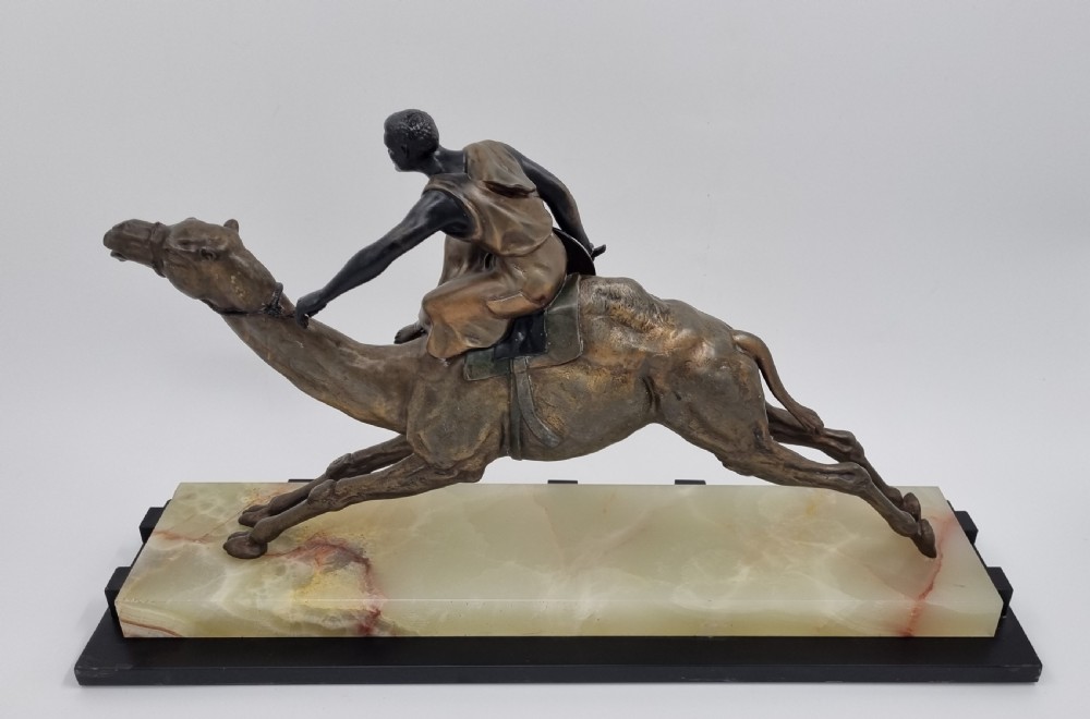 Art Deco Statue Arabian Warrior on Camel by Drouot  C 1920s View VII