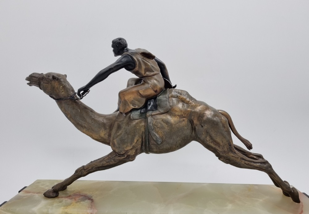 Art Deco Statue Arabian Warrior on Camel by Drouot  C 1920s View VIII