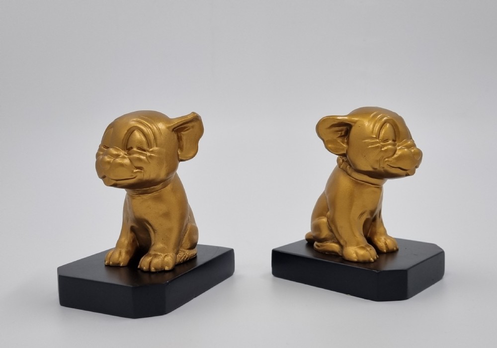 Art Deco Cartoon Bookends Bonzo the Dog signed George Studdy View V