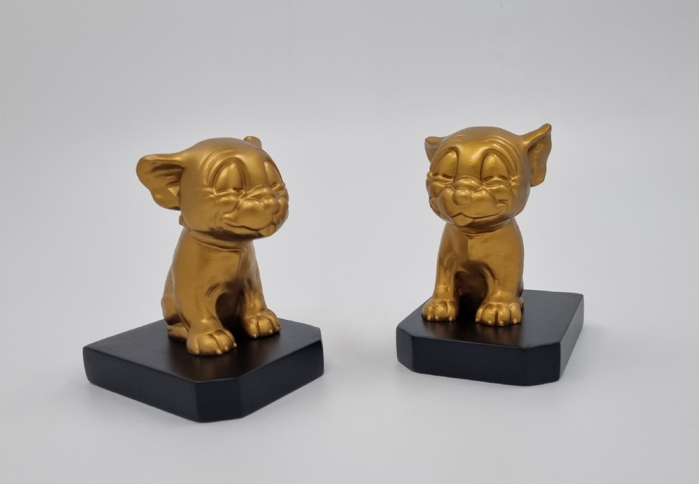 Art Deco Cartoon Bookends Bonzo the Dog signed George Studdy View VI