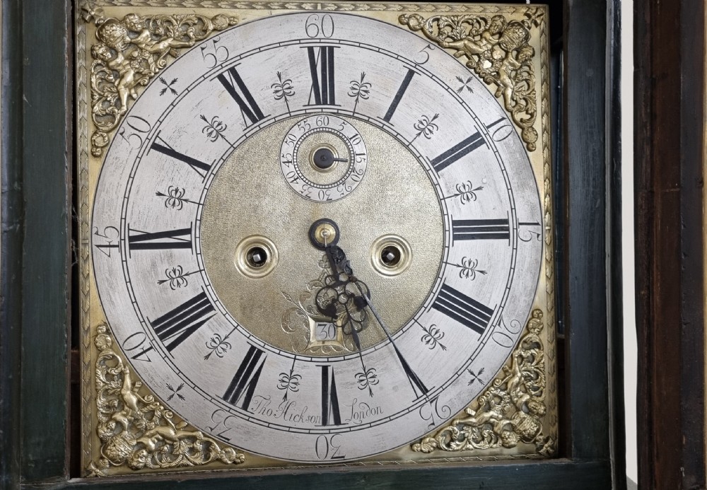 18th Century Lacquered Japanned Longcase Clock from London Circa 1740 View IX