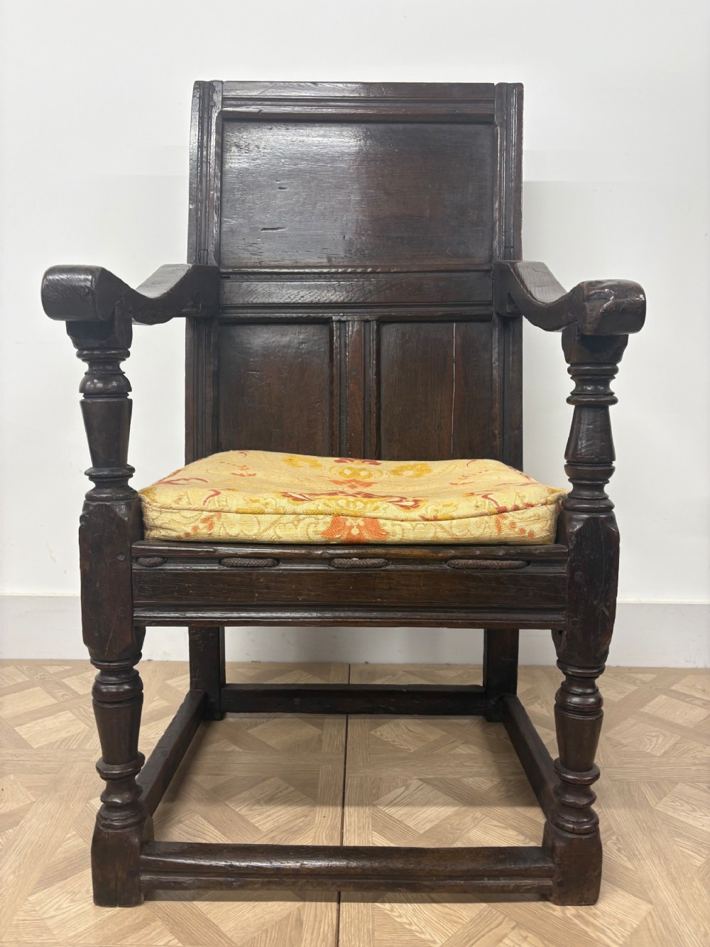 Mid-17th Century English Oak Wainscot Armchair,  Circa 1650