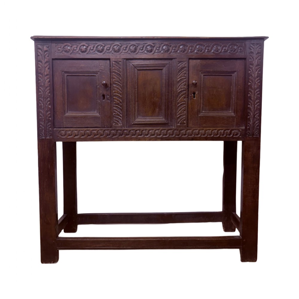 17th Century English Joined Oak Cupboard on Stand Circa 1640 - 1680