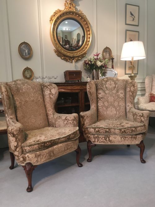 19TH CENTURY PAIR OF QUEEN ANNE STYLE WING ARM CHAIRS IN EXCELLENT CONDITION - ADDITIONAL PHOTO 7
