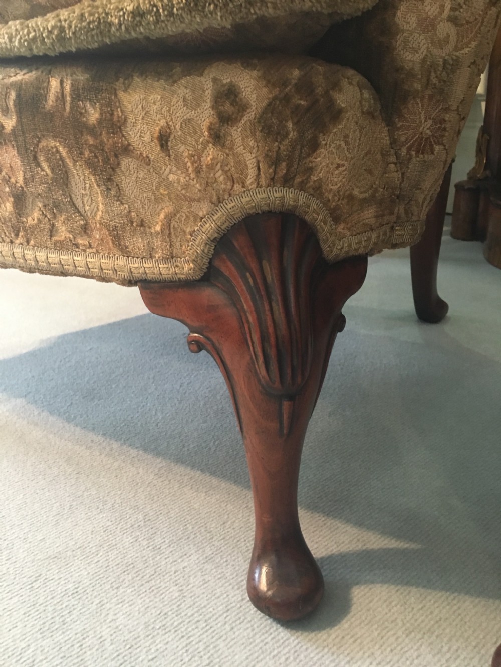 19th Century pair of Queen Anne style wing arm chairs in excellent condition View VI