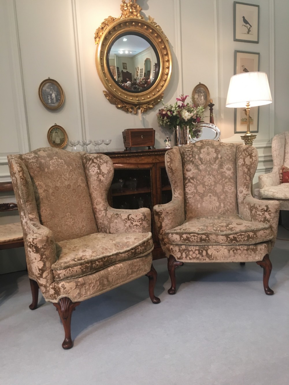 19th Century pair of Queen Anne style wing arm chairs in excellent condition View IX