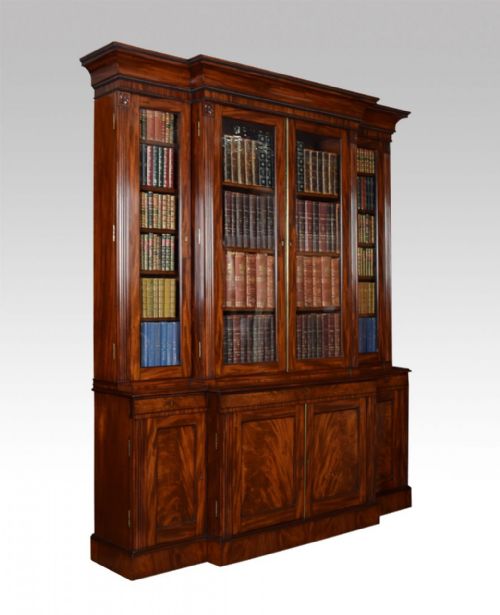 William IV Mahogany Library Breakfront Secretaire Bookcase