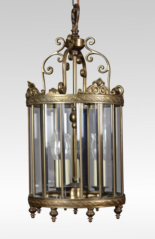 Gilt Brass Cylindrical Hall Lantern