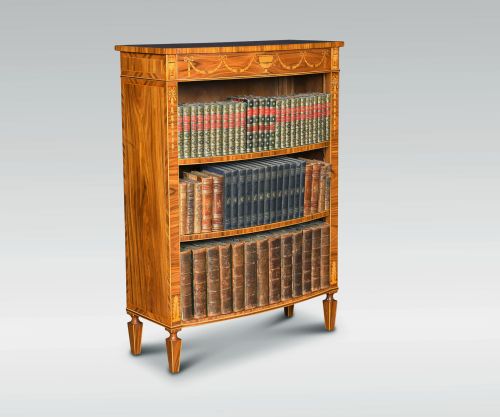 Sheraton Revival Rosewood Inlaid Open Bookcase