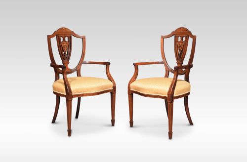 Pair of Edwardian Rosewood Inlaid Armchairs