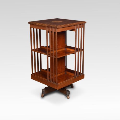 Edwardian Mahogany Inlaid Revolving Bookcase