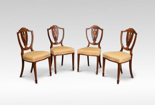 Set of Four Edwardian Rosewood Inlaid Side Chairs