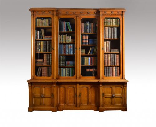 Large Oak Four Door Bookcase