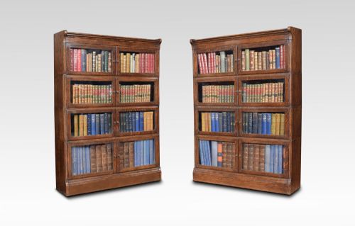 Pair of Oak Four Sectional Bookcase