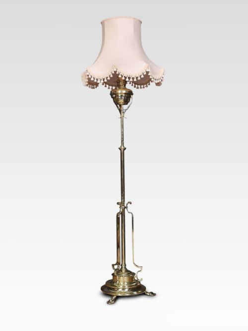 Victorian Brass Standard Lamp and Shade