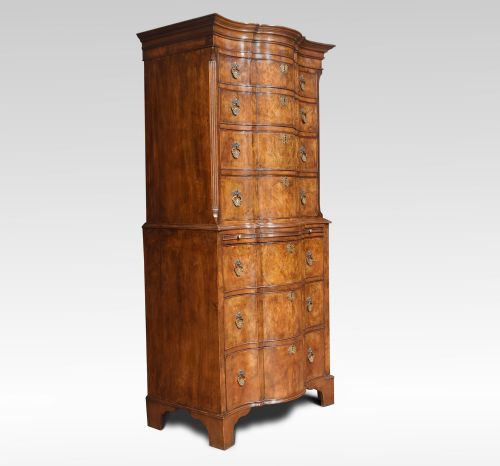 Georgian Style Figured Walnut Chest on Chest