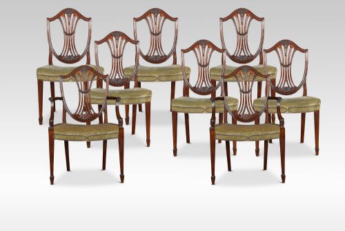 Set of Eight Mahogany Shield Back Dining Chairs