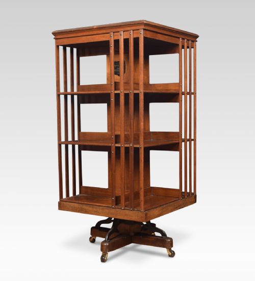 Walnut Three Tier Revolving Bookcase