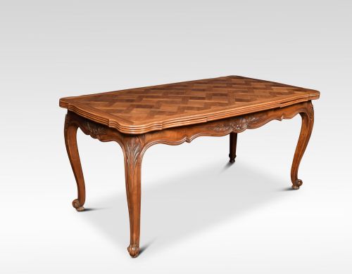 Walnut Parquetry French Draw Leaf Table