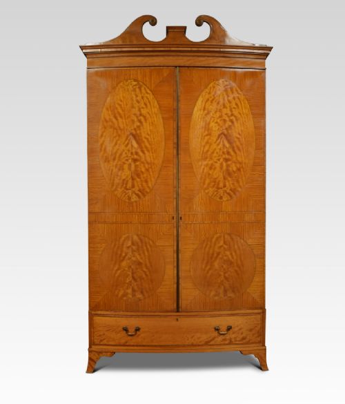 Satinwood Bow Fronted Two Door Wardrobe