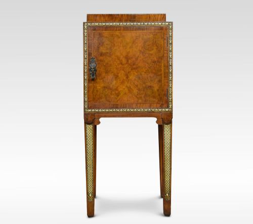 Figured Walnut and Parcel Gilt Bedside Cabinet