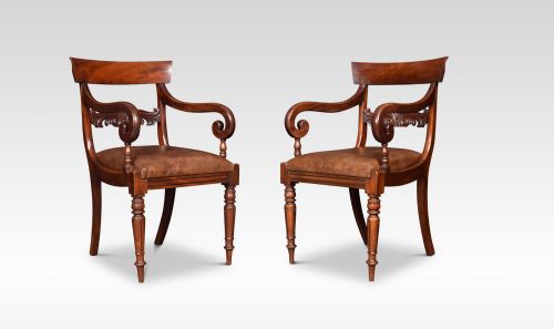 Pair of William IV Mahogany Carver Armchairs