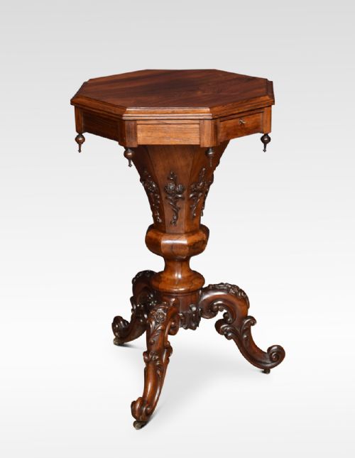 Early Victorian Rosewood Octagonal Sewing Table