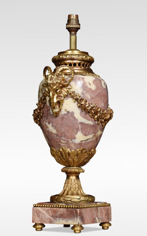 Louis XVI Style Gilt Brass Mounted Marble Lamp